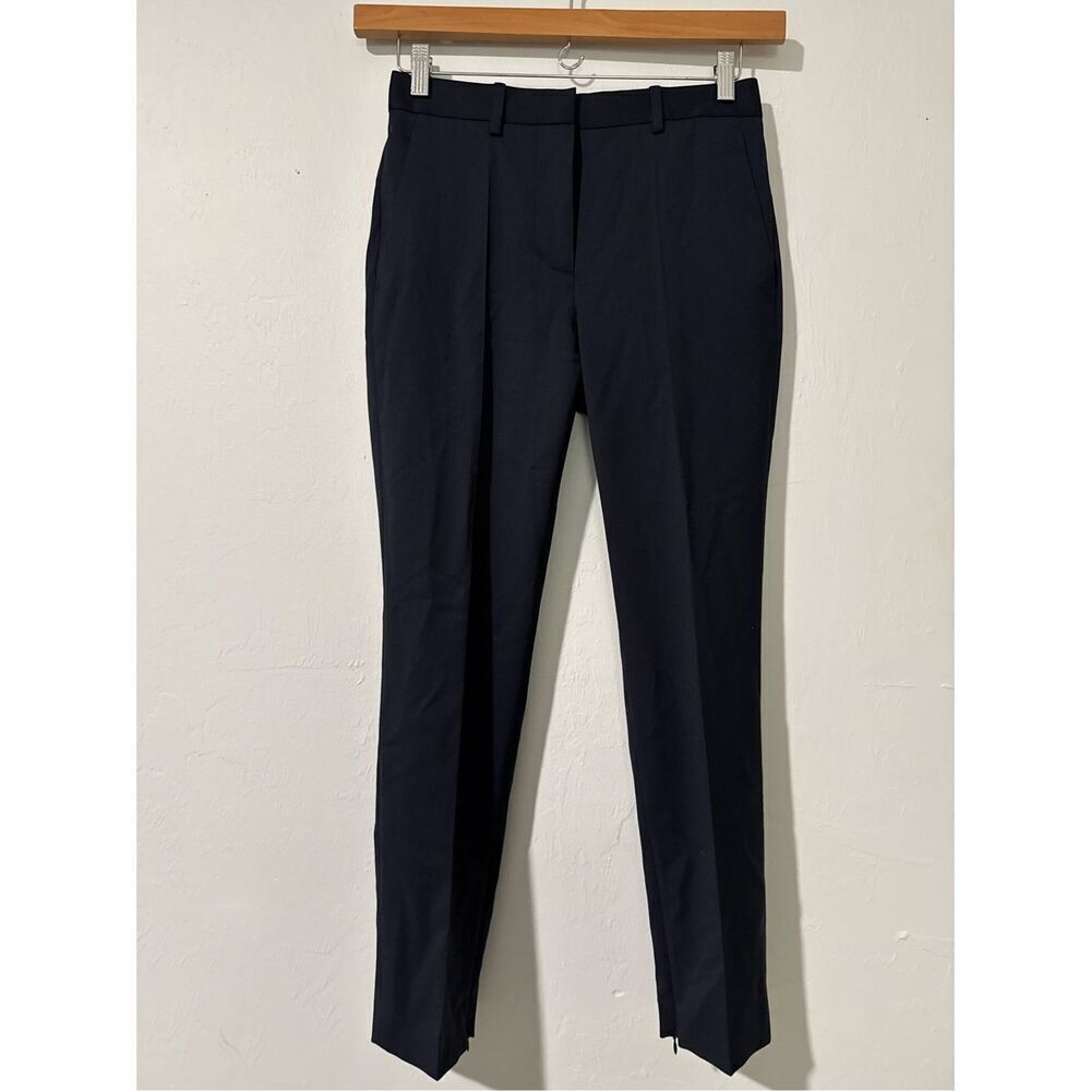 Helmut Lang blue dress pants 100% Virgin wool zipper on bottom legs 0